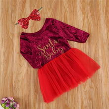 Load image into Gallery viewer, 0-18 Months Baby Girls Red Long Sleeve Letters Printed Pattern Christmas Party Dress Perfect Gift