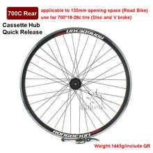 Load image into Gallery viewer, Cruiser Tour Bike Wheelset, Double Deck Rim, Front Wheel Disc, V Brake, Rear Back Wheels, Cassette and Screwed Hub, 36H, 700C