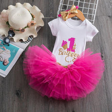 Load image into Gallery viewer, Luxury Modern Baby Girl First 1st Birthday Party Dress Cute Pink Tutu Cake Outfits For Birthday Party with Big Bow And Unicorn Design