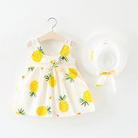 Load image into Gallery viewer, Summer Girl Kids Sleeveless Print Floral Birthday Party Princess Dress With Hat In Modern NEw Elegant Design For Girls Kids 6-24Months