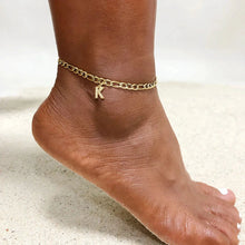 Load image into Gallery viewer, Mandotos Crystal A Z Letter Initial Anklets For Women Cuban Link Stainless Steel Beach Anklet