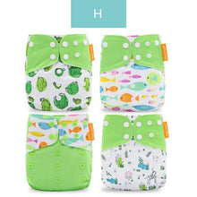 Load image into Gallery viewer, 4PCS/SET Washable Eco-friendly Diaper Ecological Adjustable Nappy Reusable Cloth Diapers Set For Baby and Kids