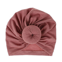 Load image into Gallery viewer, Handmade Pleated Flower Babies' Knitted Cotton Cloth Turban For Baby Girls In Elegant Style