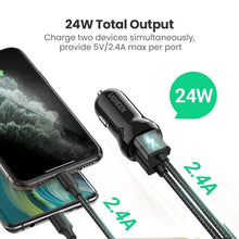 Load image into Gallery viewer, Mini USB Black Car Charger For Mobile Phone Tablet GPS 4.8A Fast Charging Dual USB Car Small Phone Charger Adapter In Car