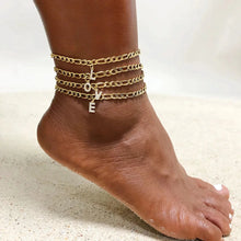 Load image into Gallery viewer, Mandotos Crystal A Z Letter Initial Anklets For Women Cuban Link Stainless Steel Beach Anklet