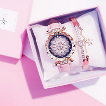 Load image into Gallery viewer, Women Elegant Popular Watch Set Starry Sky Ladies Bracelet Watch Casual Leather Sports Quartz Wristwatch For Women and Girls