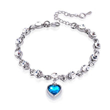 Load image into Gallery viewer, Modern Genuine 925 Sterling Silver Heart Elegant Luxury Bracelets For Women Blue Sapphire Tanzanite Chain Bracelet Trendy Wedding Gift Fine Jewelry