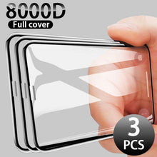 Load image into Gallery viewer, 3pcs Full Cover Protective Glass On For Iphone 11 12 13 Pro Max Tempered Glass Film Iphone X Xr Xs Screen Protector Curved Edge Anti Scratch Bubble Free Smooth Tempered Glass Screen Protector