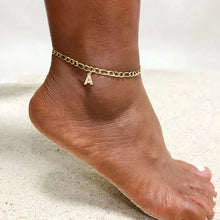 Load image into Gallery viewer, Mandotos Crystal A Z Letter Initial Anklets For Women Cuban Link Stainless Steel Beach Anklet