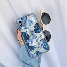 Load image into Gallery viewer, Green Leaves Plant Flower Phone Case for iphone 11 12 13 14 Pro Max Hard Back Shockproof Cover Floral Tropical Design with Slim Glossy Green Palm Leaves Pattern Case
