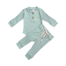 Load image into Gallery viewer, Infant Newborn Baby Spring Autumn Ribbed Solid Clothes Sets Long Sleeve Bodysuits , Elastic Pants 2PCs