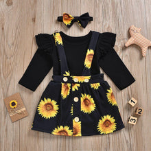 Load image into Gallery viewer, Baby Girls New Fashion Sunflower Floral Romper Toddler Dress Newborn Headband Outfits Girl Sundress Clothes Set