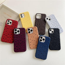 Load image into Gallery viewer, Genuine Leather Case for iPhone 13 Pro Classic Pattern Real Leather Full Coverage High-end Luxury Glossy Leather Couple Soft Case For iPhone 14 11 12 13 Pro Max 7 8 Plus 2 iPhone Cover