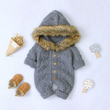 Load image into Gallery viewer, Modern elegant Baby Warm Coat For Newborn Baby Hooded Knit Romper Baby Jumpsuit outfit In Modern Design
