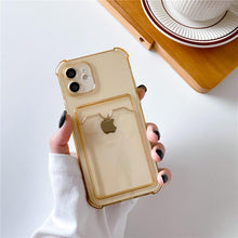 Load image into Gallery viewer, Transparent Wallet Case For iPhone 14 13 12 Pro Max Mini Shockproof Cover with Card Slots Pockets Slim Fit Thin Protective Soft Shock-Absorbing Lightweight Wallet Case