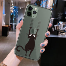 Load image into Gallery viewer, Cute Black Cats Animal Pattern Clear Phone Case For Iphone 11 13 12 Pro Max 7 8 Plus Se 2020 Silicone Protective Design Flexible Slim Soft Transparent Cover
