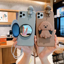 Load image into Gallery viewer, 3D Cute Cartoon Dog Mirror Stand Phone Case For Iphone 13 Pro Max 12 11 Xr X Xs Max 5 6 7plus 8 Plus With Lanyard Cover Soft Durable Silicone Drop Protection Cover For Iphone