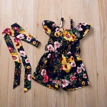 Load image into Gallery viewer, Modern colorful Floral Design Girl Princess Strapless Girls Dresses Summer Dress For Birthday And All Occasion