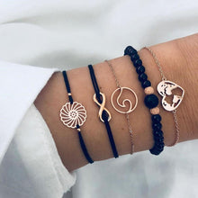 Load image into Gallery viewer, Fashion Bohemia Leaf Round Knot Cuff Bangle Gold Chain Charm Bracelet for Women Simple Geometric Bracelets Luxury Jewelry