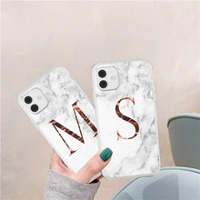 Load image into Gallery viewer, White A-Z Marble Texture Phone Cover For Iphone 12 Mini Soft Silicone Back Case Solid Name Phone Case Luxury Screen Camera Protection Shockproof Soft Cover