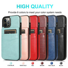 Load image into Gallery viewer, Luxury Cards Case For iPhone 14 13 12 Mini 11 Pro Max Durable Leather Strong Stand Holder Phone Cover Magnetic Flip Case For Women Girls With Card Holder Secure Card Holder
