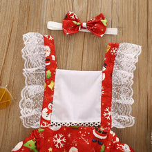 Load image into Gallery viewer, New Christmas Princess Set Newborn Baby Girls Suspender Dress Romper Bodysuit And Hairband Set
