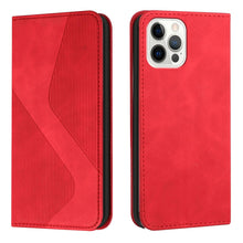 Load image into Gallery viewer, Luxury Blue Flip Wallet Case For iPhone 14 13 12 Mini Plus 11 Pro Magnetic Cards Phone Cover Magnetic PU Leather Phone Case Classic S-shaped Simple Flip Wallet Cover