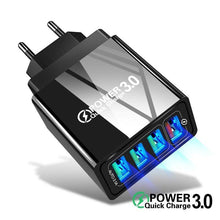 Load image into Gallery viewer, Modern Black 48W Quick Charger 3.0 USB Charge Plug Wall Mobile Phone Charger Adapter Fast Charging