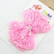 Load image into Gallery viewer, Handamde Baby Headband Bow-knot Handmade Hair Accessories Lace Chiffon Pearl Elastic Bow for Baby Girls