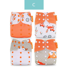 Load image into Gallery viewer, 4pcs/set Washable Eco-Friendly Cloth Diaper Cover Adjustable Nappy Cloth Diapers Cloth Nappy For Baby Boys and Grils Baby