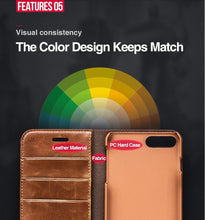 Load image into Gallery viewer, Brown Genuine Leather Flip Case For iPhone Luxury Wallet Card Cover For iPhone 14 13 Leather iPhone Case Kickstand Card Holder Flip Leather Wallet Phone Case