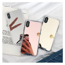 Load image into Gallery viewer, Luxury Mirror Phone Case For iPhone 14 13 12 11 Pro XS MAX XR Shockproof Back Cover Case For iPhone 7 8 6s 6 s plus Protective Case Hard Back Soft Bumper Anti-Scratch Phone Cover For Girls