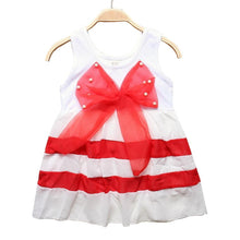 Load image into Gallery viewer, Baby Girl Clothes for Kids with Cute Purple Stripe and Round Neck Sleeveless Chiffon Dresses For Girls