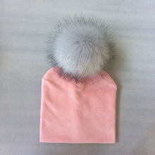 Load image into Gallery viewer, Kids Girls Solid Hat With Pompon Baby Beanie Pompom Cap Children's Accessories Design
