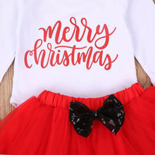 Load image into Gallery viewer, 4Pcs Baby Girls Christmas Dress Set Children Long Sleeve Top Short Skirt Hair Band And Leg Cover
