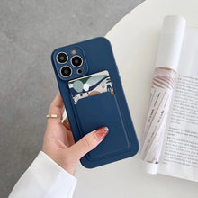 Load image into Gallery viewer, Soft Silicone Card Phone Case for IPhone 13 12 Pro Max Shockproof Protector Cover for IPhone 14 Plus Cases Heavy Duty Solid Slim Lightweight Anti-Shock Cover for iPhone