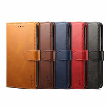 Load image into Gallery viewer, Luxury Red Leather Magnetic Flip Case For Iphone 14 12 13 11 11 Pro Max Xr Xs Max X Wallet Cover For iphone Leather Wallet Case Card Slots Kickstand Magnetic Buckle Flip Phone Cover