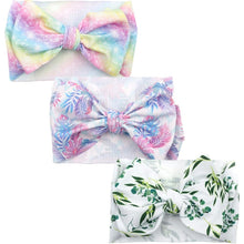 Load image into Gallery viewer, Handmade Luxury 3PCS Baby Accessories Turban Baby Girl Headbands Printed Big Bows Fabric Bow Infant Headwraps bow For Kids
