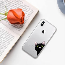Load image into Gallery viewer, Cute black cat Phone Case for iphone 13 11 12 pro XS MAX 8 7 6 6S Plus X 5S SE 2020 XR case Cute Cat Slim Fit Glossy Stylish Cover Soft Shockproof Phone Case