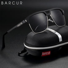 Load image into Gallery viewer, BARCUR Polarized Men’s Sunglasses – Fashionable Square Stainless Steel Frame UV400 Protection Anti-Reflective Outdoor Sports & Driving Eyewear – Original Design Casual Style with Premium Polycarbonate Lenses
