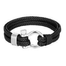 Load image into Gallery viewer, New Fashion Stainless Steel Bracelet Men Punk Genuine Leather Bracelets & Bangles Charm Jewelry Anchor Style