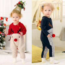 Load image into Gallery viewer, Baby Christmas Rompers Reindeer Knitted Jumpsuits Toddler Children Warm Wool Clothes 0-2Y For Boys and Girls Christmas Eve Costume