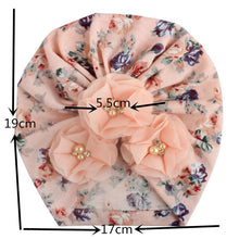 Load image into Gallery viewer, Handmade Luxury Flower With Pearl Cotton Soft Baby Turban Headband Handmade Elastic Baby Head Wrap Newborn Hair Accessories For Girls