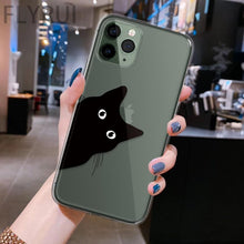 Load image into Gallery viewer, Cute Black Cats Animal Pattern Clear Phone Case For Iphone 11 13 12 Pro Max 7 8 Plus Se 2020 Silicone Protective Design Flexible Slim Soft Transparent Cover