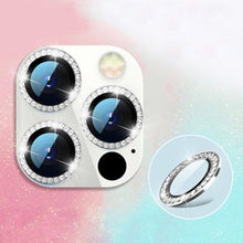 Load image into Gallery viewer, 2023 New Diamond Bling Metal Ring Glass Protective Cap For iPhone 14 13 12 11 Pro Max Mini Camera Lens Circle Protector Paste Tempered Glass Camera Cover Camera Lens Protector