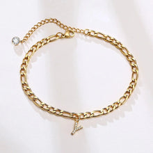 Load image into Gallery viewer, Mandotos Crystal A Z Letter Initial Anklets For Women Cuban Link Stainless Steel Beach Anklet