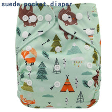 Load image into Gallery viewer, Newborn Cloth Diaper Sewed in Charcoal Bamboo Insert and Suede Pocket Diapers Waterproof Baby Nappies Design for Baby