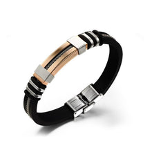 Load image into Gallery viewer, Stainless Steel Silicone Bracelet Men Jewelry Wrist Band Punk Style Men Rubber Charm Brecelet