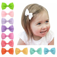 Load image into Gallery viewer, Colorful Mini Bow Tie Hair Clip Small Sweet Solid Ribbon Bow Safety Hair Clips Hairpins Baby Girl Hair Accessories