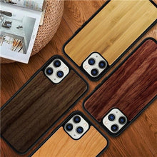 Load image into Gallery viewer, Vintage Wooded Back Case For iPhone 14 13 Mini 12 SE XR X S Max 8 7 Plus Genuine Bamboo Wooden Hard Phone case iPhone 11 Pro Max Strong Hard Protective Case For iPhone